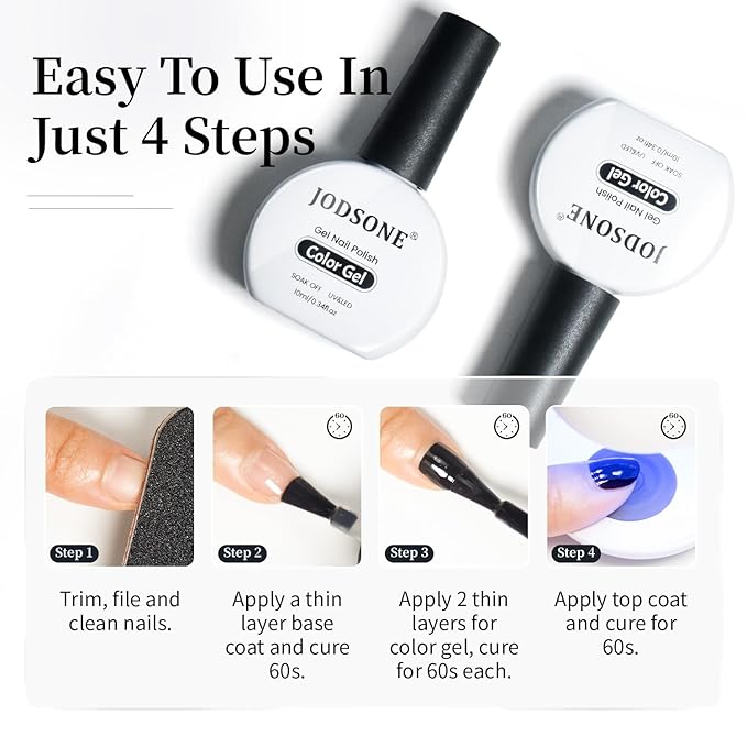 JODSONE 2Pcs Gel Nail Polish Set 10ml Black and White Gel Polish，Soak Off LED U V Nail Gel Manicure All Seasons Gel Polish Nail-GlimoraGlow