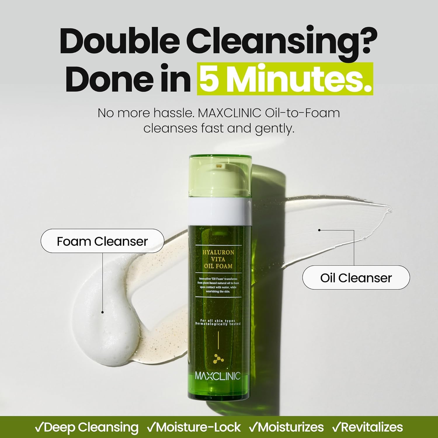 [K-Beauty] Hyaluron Vita Oil to Foam - All-in-One Korean Face Wash OilBased Foaming Facial Cleanser - Pore Minimizing & Blackhead Remover - Makeup Deep Cleansing Oil for Dry Skin (3.88 fl oz)-GlimoraGlow