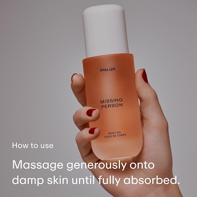 PHLUR Missing Person Body Oil For Women & Men - Lightweight & Nourishing - With Ceramide-Rich Oils & Skin-Mimicking Lipids - Bergamont, Musk, Orange & Sandalwood Floral Scented Body Oil (4 Fl Oz)-GlimoraGlow