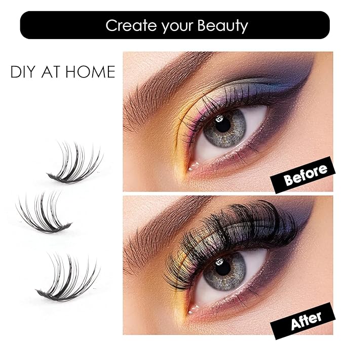 Lash Clusters 320pcs Individual Lashes 30D&40D DIY Lash Extensions D Curl Lash Clusters False Eyelashes Natural Look 10-16mm Mix Cluster Eyelash Extensions EASY TO USE (30D+40D-0.07D)-GlimoraGlow