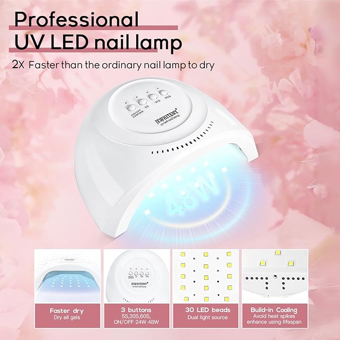 JEWHITENY 14 Colors Poly Extension Gel Nail Kit With U V Lamp Nude Pink White Brown All In One Poly Gel Starter Kit With Base Top Coat Manicure Salon Frence Nail Art DIY-GlimoraGlow