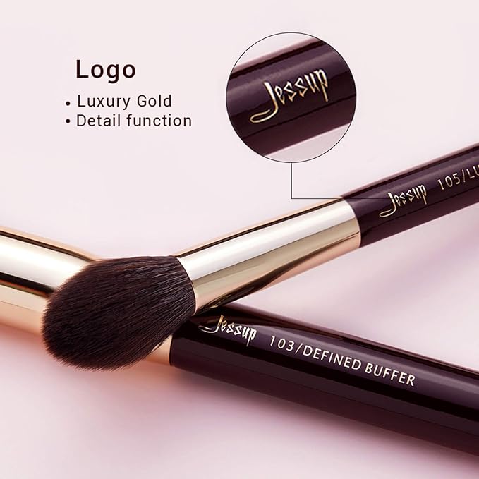 Jessup Makeup Brushes Set Professional, 25PCS Premium Natural Powder Foundation Eyeshadow Blending Concealer Blusher Highlight Labeled Brushes, T280-GlimoraGlow