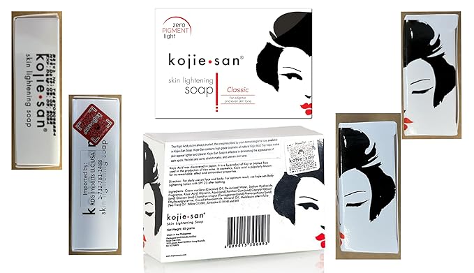 Kojie San Skin and Body Soap 2 Piece Set – Original Kojic Acid, Dark Spot Remover Soap Bar with Coconut & Tea Tree Oil – 65g x 2 Bars & 30g Face Cream-GlimoraGlow