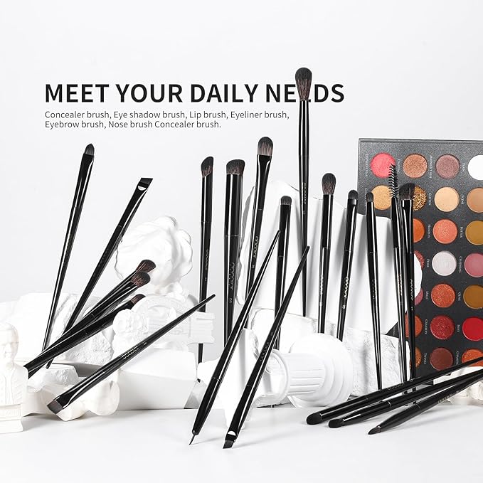Docolor Makeup Brushes Set Professional 30Pcs Obsidian Makeup Brushes Premium Synthetic Powder Kabuki Foundation Contour Blush Concealer Eye Shadow Blending Eyeliner Crease Eyebrow Make Up Brush Kit-GlimoraGlow