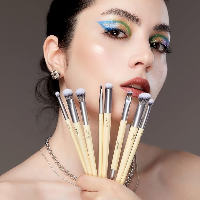 Jessup Eyeshadow Brush Set 8pcs Eye Makeup Brushes Premium Cruelty-Free Eyeshadow Blending Concealer Eyebrow Eyeliner Spoolie Brush Kit T328-GlimoraGlow