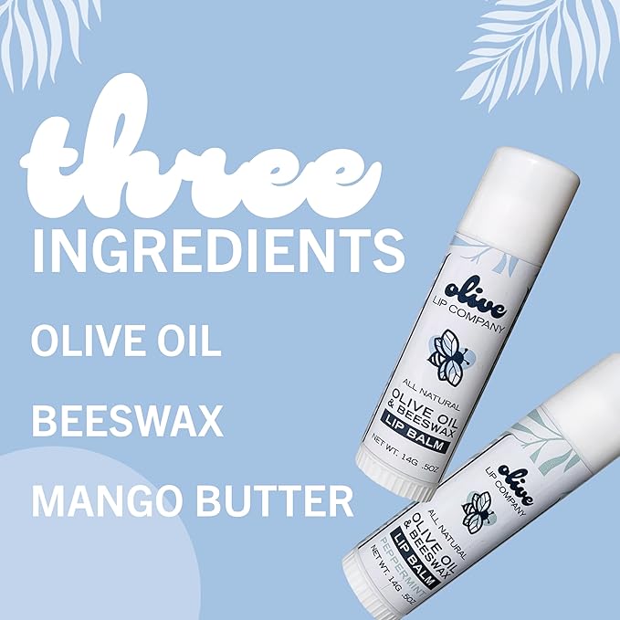 Hydrating Olive Oil and Peppermint Lip Balm with Mango Butter and Beeswax, 0.5 oz. Jumbo Tube, Clear Long Lasting Moisturizer for Dry, Cracked, Chapped Lips-GlimoraGlow