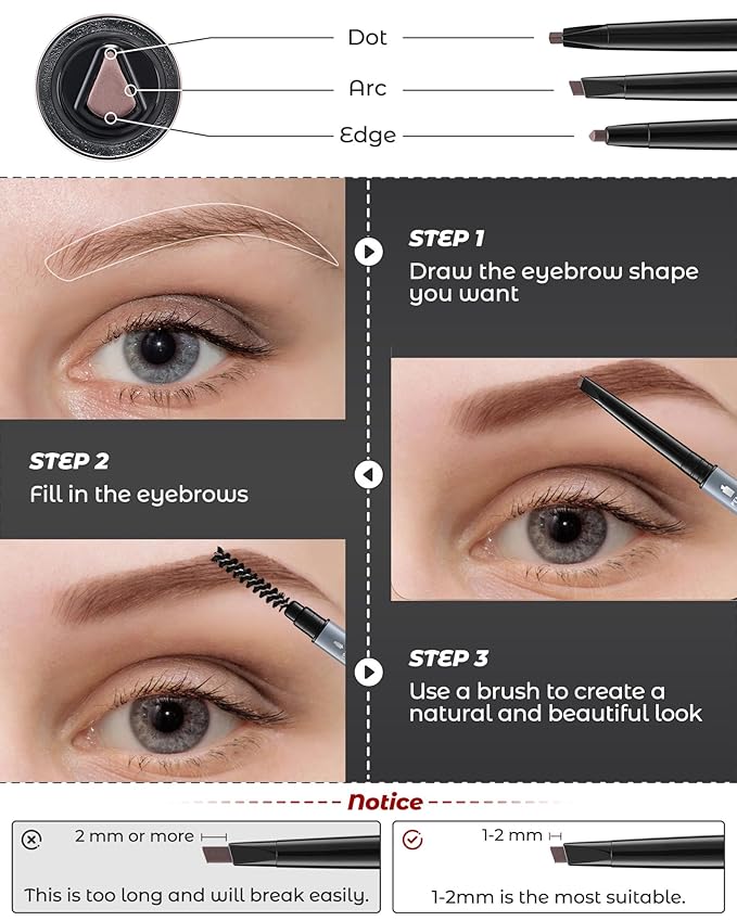 12Pcs Microblading Eyebrow Pencils Light Brown Waterproof Eye Brow Pencil w/Eye Brow Razor & Scissors Kit 0.5mm Ultra-Fine Tip Creates Hair-Like Strokes for Women Effortless Natural Brows-GlimoraGlow