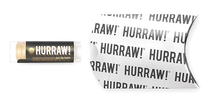 Hurraw! Sun Lip Balm (Zinc Oxide Protection, Broad Spectrum SPF 15, Tangerine, Chamomile): Organic, Certified Vegan, Gluten Free. Non-GMO, 100% Natural. Bee, Shea, Soy and Palm Free. Made in USA-GlimoraGlow