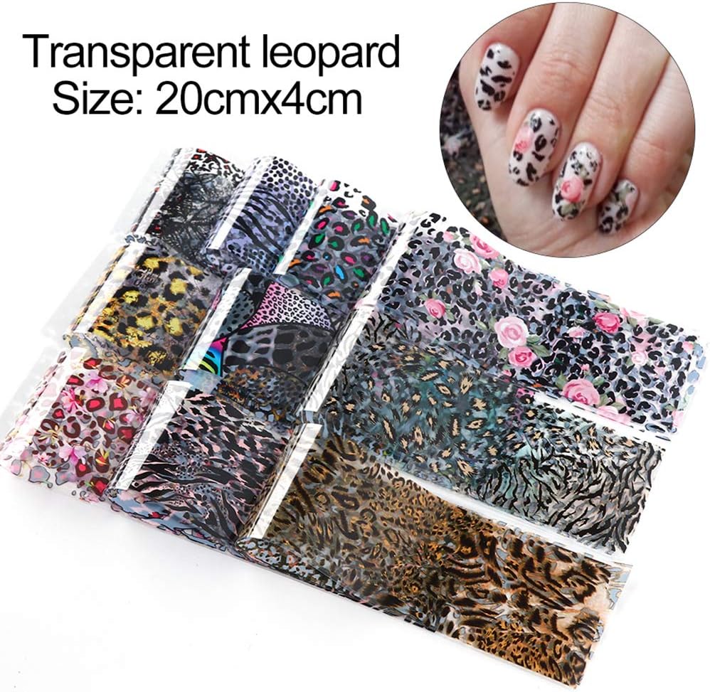 20 Sheets Leopard Nail Stickers，Starry Sky Animal Skin Design Nail Art Decoration Glue Transfer Nail Foils for Women Fingernails and Toenails Acrylic Decorations Manicure Tips Wraps Charms-GlimoraGlow