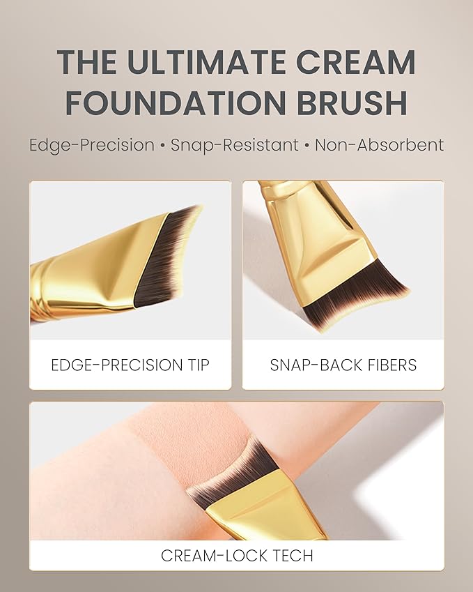 Desert Oak Series Mermaid Tail Foundation Brush - Airbrush - Filter Finish for Liquid & Cream Foundation, Bubinga Wood Handle (CM 193)-GlimoraGlow