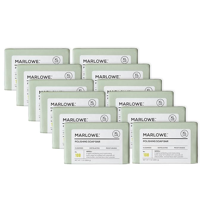 MARLOWE. No. 108 Lightly Exfoliating Soap Bar, 7oz (12 Bars) Polishing, Moisturizing & Cleansing Bar Soap for Men, Made with Natural Ingredients-GlimoraGlow