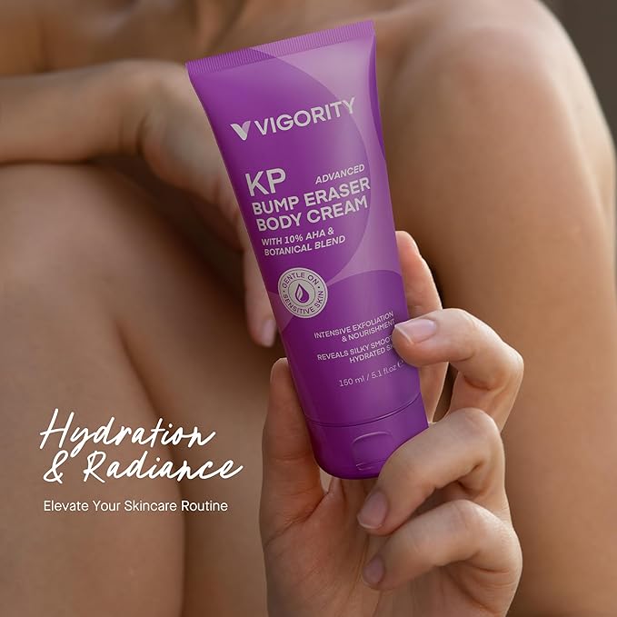 Vigority Keratosis Pilaris Treatment Cream with Lactic Acid – KP Body Bump Exfoliating Moisturizer for Rough, Bumpy, Dry & Flakey Skin, Strawberry Legs – 5.1 Oz-GlimoraGlow