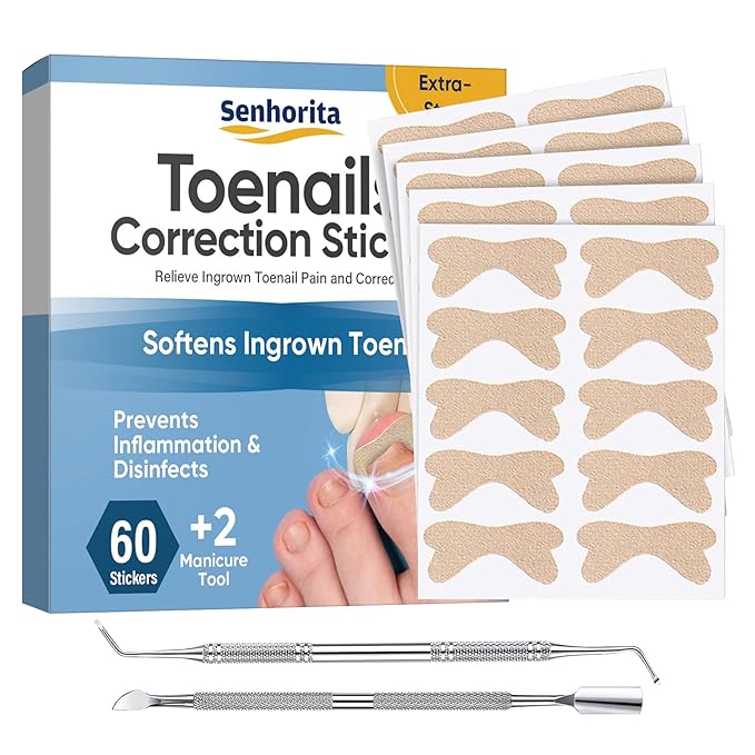 Ingrown Toenail Treatment, 60Pcs Ingrown Toenail Corrector Strips, Ingrown Toenail Removal Kit with File and Lifter, 60Pcs-GlimoraGlow