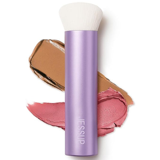 Jessup Foundation Brush for Liquid Makeup, Face Kabuki Makeup Brush for Contour Powder Blush and Bronzer, Ultra-Soft Fiber Perfect for Blending Liquid AS003-GlimoraGlow
