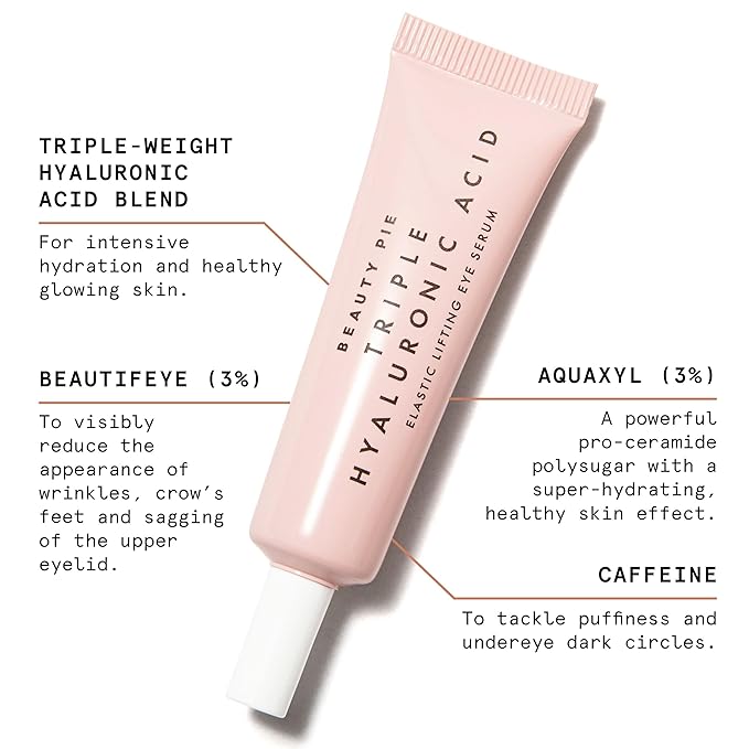 Beauty Pie Triple Hyaluronic Acid Elastic Lifting Eye Serum 15ml – Firming & Brightening Treatment for Dark Circles, Puffiness & Fine Lines – Lightweight, Fragrance-Free Eye Serum-GlimoraGlow