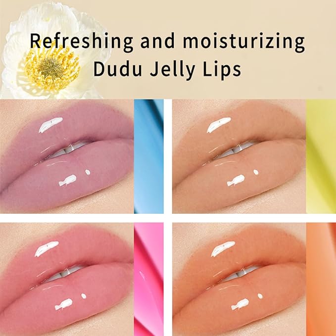 Hydrating Jelly Balm,Tinted Moisturizing Lip Balm For Dry Lips,Instantly Hydrate Lips Conditioning & Nourishing Lip Care Lip Moisturizer Fruit Lip Oil Lip Shine Jelly Lipstick(Strawberry)-GlimoraGlow