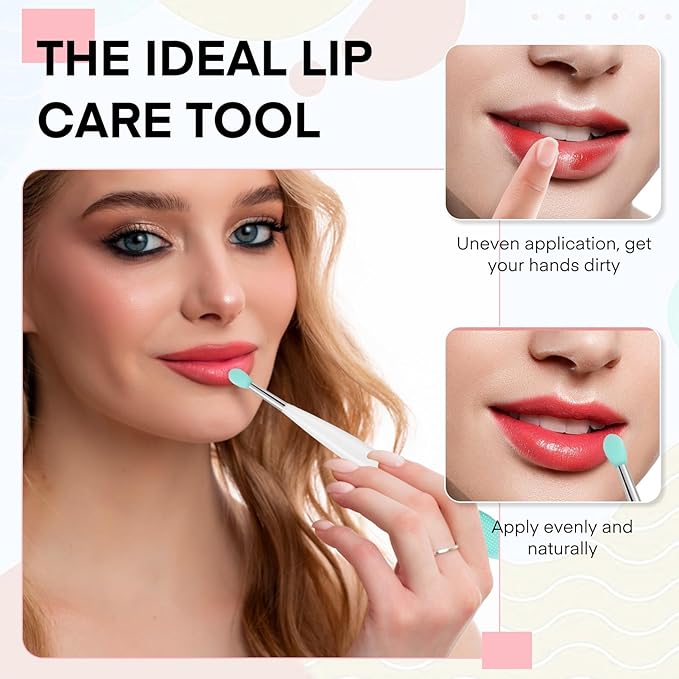 Unaone Lip Scrub Brush - 3 PCS Dual-ended Lip Scrubber Exfoliator and Silicone Lip Brush, 3-in-1 Silicone Lip Scrub Tool Lip Mask Applicator, Gentle Exfoliator & Applicator for Soft-GlimoraGlow