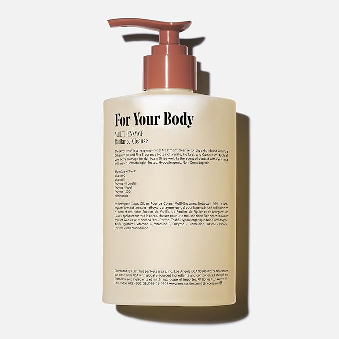 Nécessaire The Body Wash Olibanum. Natural Body Wash for Women + Men. Radiance Cleanse. Multi-Enzyme Gel Cleanser for Dull Skin. Notes of Vanilla, Fig Leaf, and Cassis Buds. 16.9 Fl Oz.-GlimoraGlow