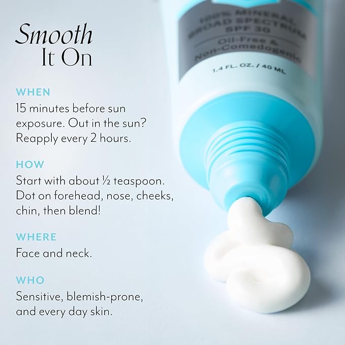 Bliss Block Star Clarifying Daily Mineral Sunscreen Broad Spectrum SPF 30, Blendable Pore Safe Formula for Blemish Prone Skin with Salicylic Acid and Witch Hazel, 1.4 Fl Oz-GlimoraGlow