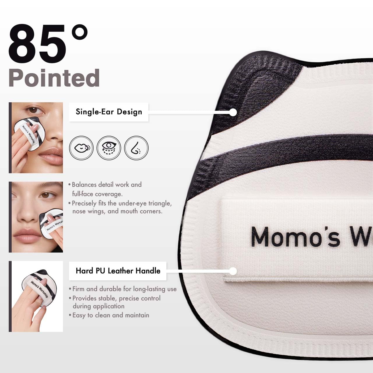 Panda Air Marshmallow Puff,Makeup Sponge,Rubycell Material,Pointed Tip for Concealer + Flat Side for Foundation, Longwear Makeup, Travel Friendly & Reusable,2pcs Puffs & Storage Case-GlimoraGlow