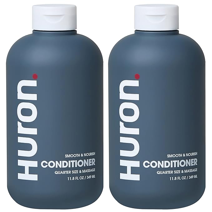 Huron Men’s Conditioner - Lightweight, Hydrating Conditioner - Eliminates Frizzy Hair, Moisturizes, & Restores Shine - Clean & Invigorating Scent - 100% Vegan Ingredients & Cruelty-Free - 11.8 Fl Oz (2 Pack)-GlimoraGlow