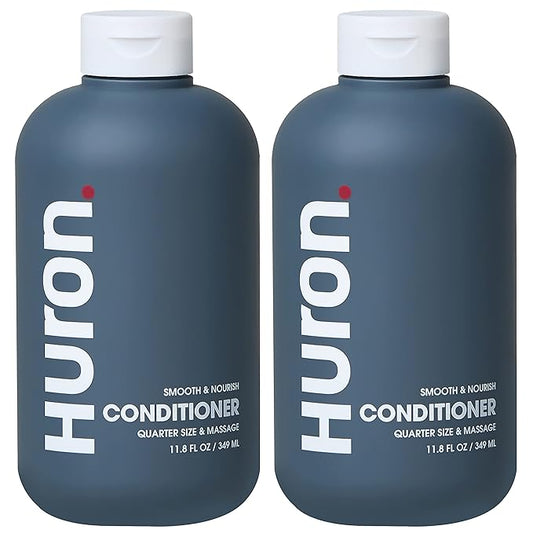 Huron Men’s Conditioner - Lightweight, Hydrating Conditioner - Eliminates Frizzy Hair, Moisturizes, & Restores Shine - Clean & Invigorating Scent - 100% Vegan Ingredients & Cruelty-Free - 11.8 Fl Oz (2 Pack)-GlimoraGlow
