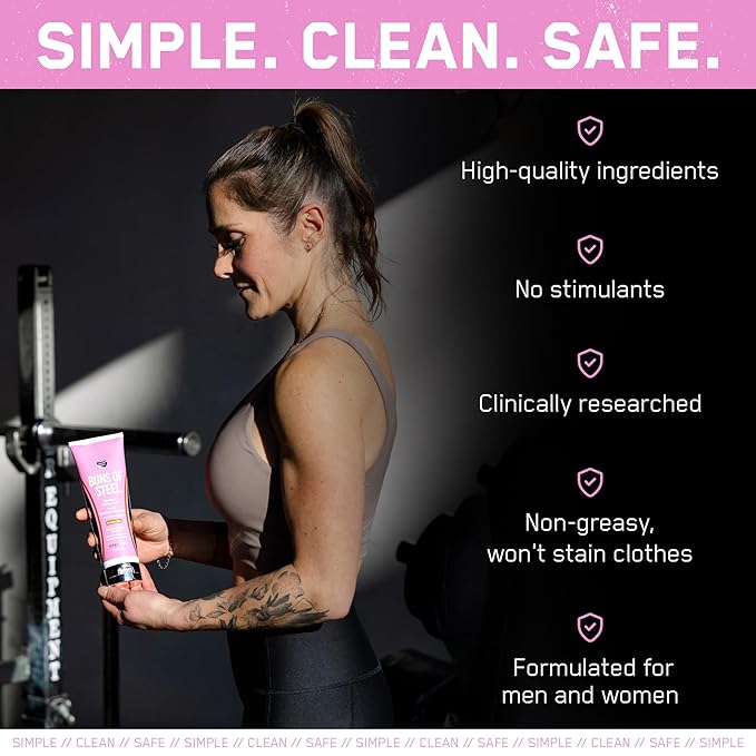 SteelFit Maximum Toning Cellulite Cream, Buns of Steel - Skin Firming & Tightening Body Lotion with Caffeine for Stretch Marks - Anti-Cellulite Remover Treatment for Booty, Thighs, Legs & Glutes-GlimoraGlow