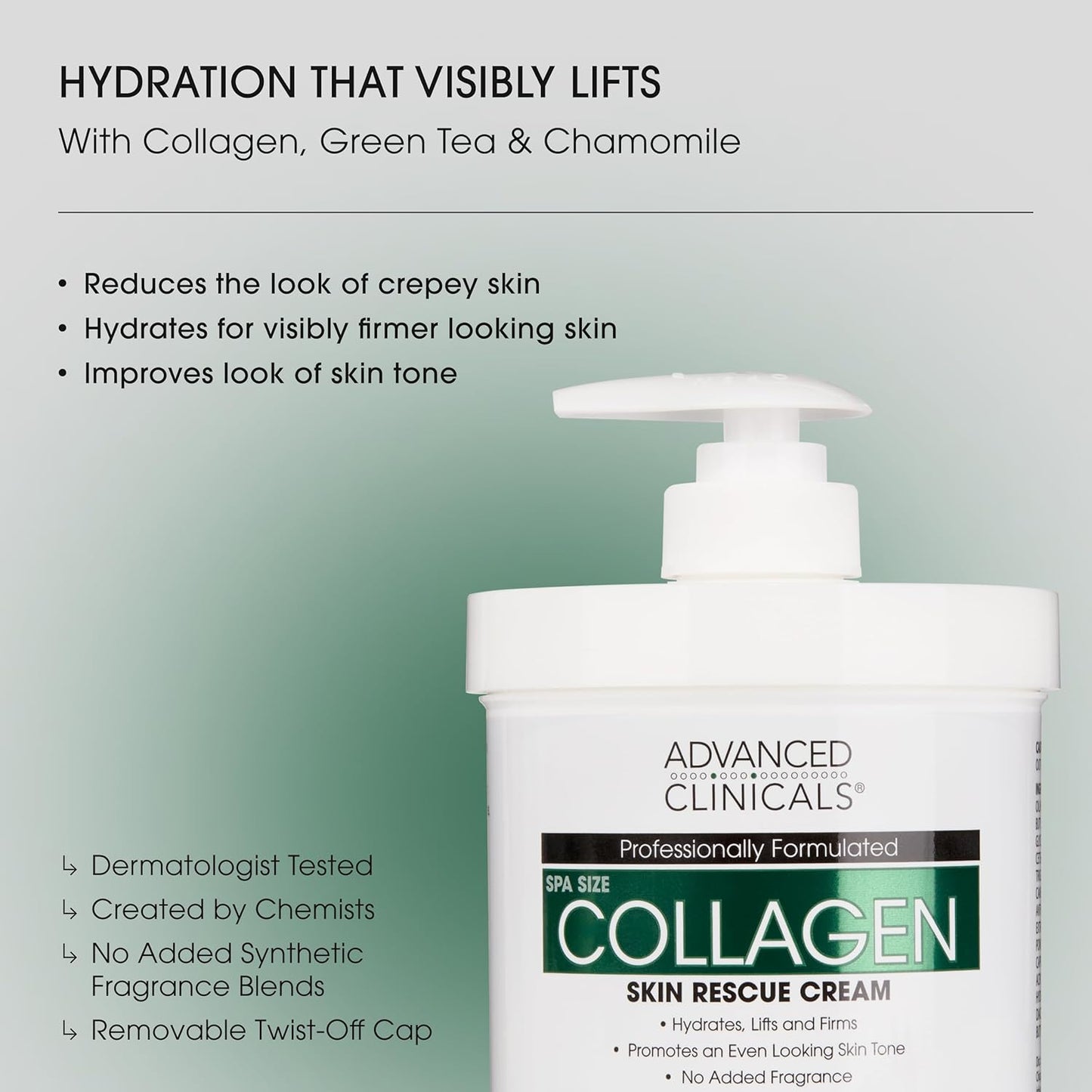 Advanced Clinicals Collagen Cream Body Lotion & Face Moisturizer W/Vitamin E | Skincare Moisturizing Collagen Lotion For Women, Men, Hand, & Neck Improves Look Of Crepey Skin & Uneven Dry Skin, 16Oz-GlimoraGlow