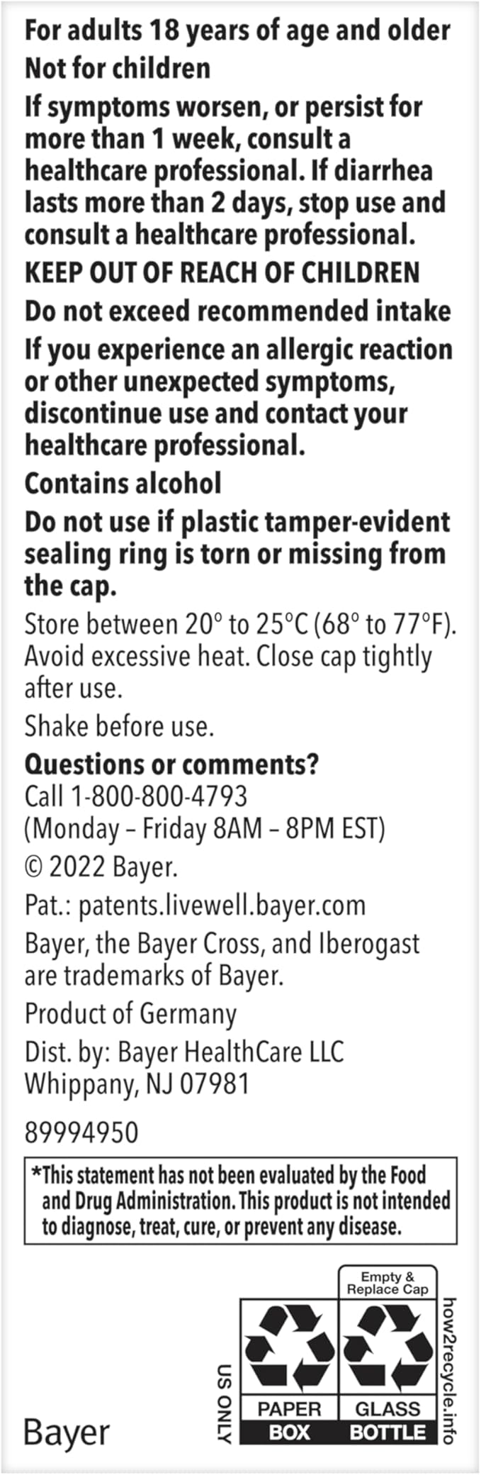 Iberogast Liquid Drops, Herbal Relief of Stomach Upsets: Occasional Indigestion, Bloating, Gas, Nausea, Upset Stomach; Gluten Free; 6-Herb Blend with Iberis Amara, Peppermint, Licorice; 50mL-GlimoraGlow