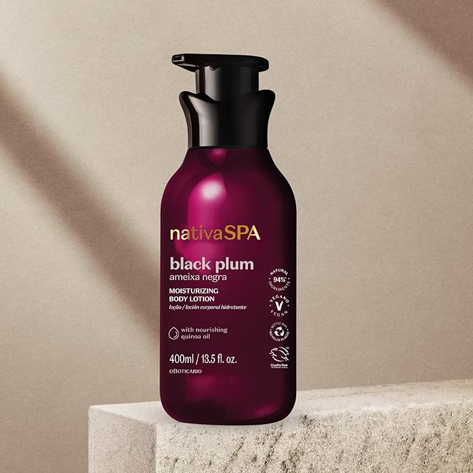 Nativa SPA by O Boticário, Black Plum Moisturizing Body Lotion, Long-Lasting Hydration and Lightweight, Fragranced Moisturizer, 13.5 Ounce-GlimoraGlow