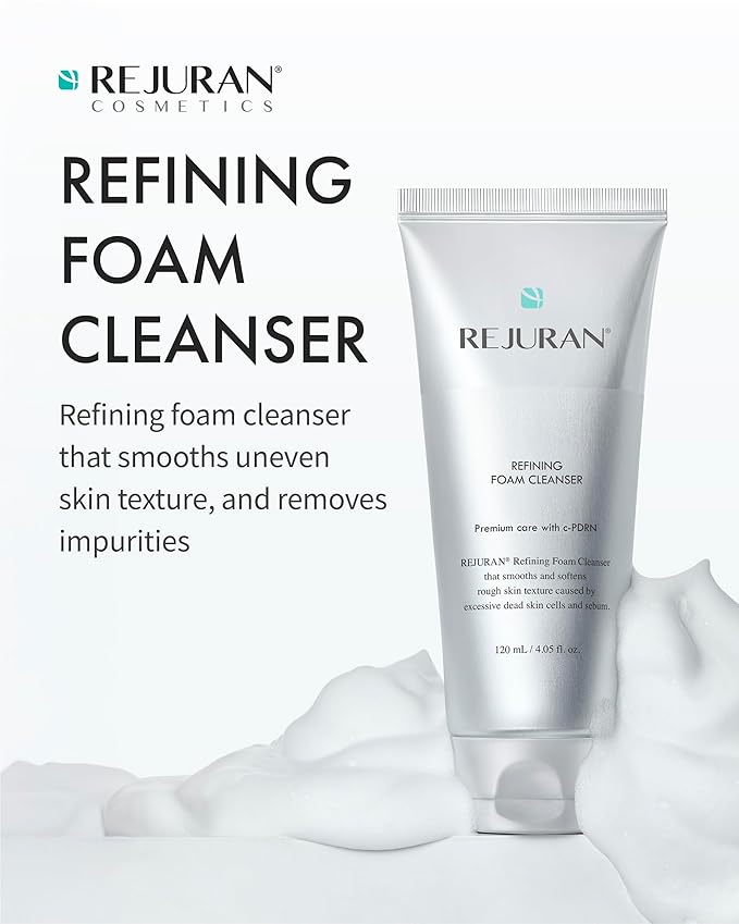 REJURAN® Refining Foam Cleanser, c-PDRN® – Hydrating & Gentle for Smoother, Clearer Skin, Minimizes Pores & Balances with Hyaluronic Acid & Tanin Complex, Korean Skin Care (4.05 fl oz)-GlimoraGlow