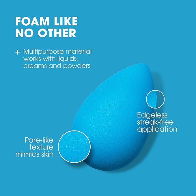 Beautyblender® | Topaz Sky Beauty Blender Makeup Sponge, Super-Soft Foam Easily Blends Foundations, Powders & Creams, Made in USA, Reusable, Washable, Streak Free Application, Vegan, Cruelty Free-GlimoraGlow