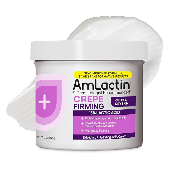 AmLactin Crepe Firming Cream - 12 oz Body Cream with 15% Lactic Acid - Exfoliator and Moisturizer for Crepey, Dry Skin (Packaging May Vary)-GlimoraGlow
