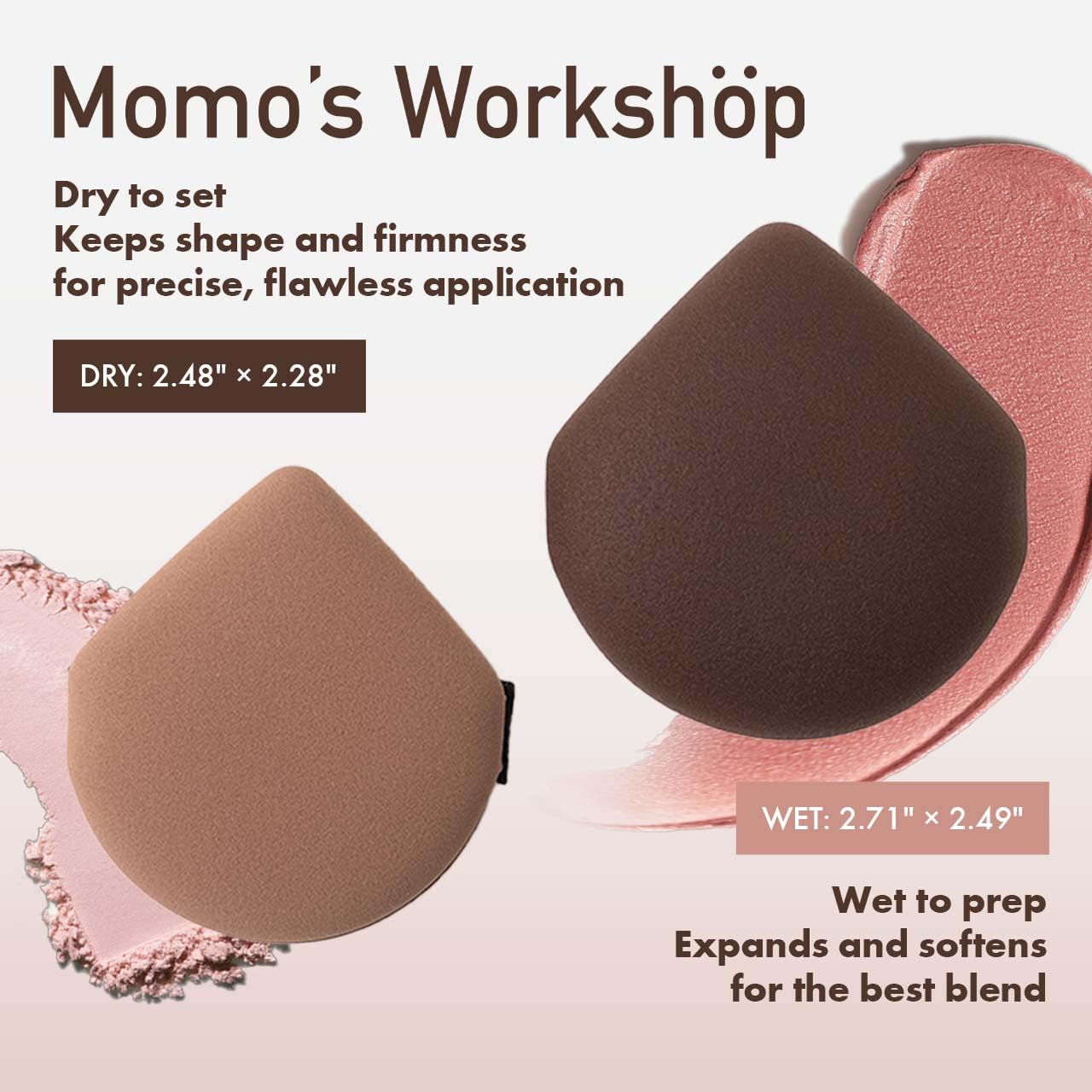 Makeup Sponge Set, Hydropolyurethane Sponges, Dry/Wet Use with Lychee-Pattern PU Leather, Expands 1.3x, for Full/Sheer Coverage Finish,3pcs Beauty Puffs &Storage Case-GlimoraGlow