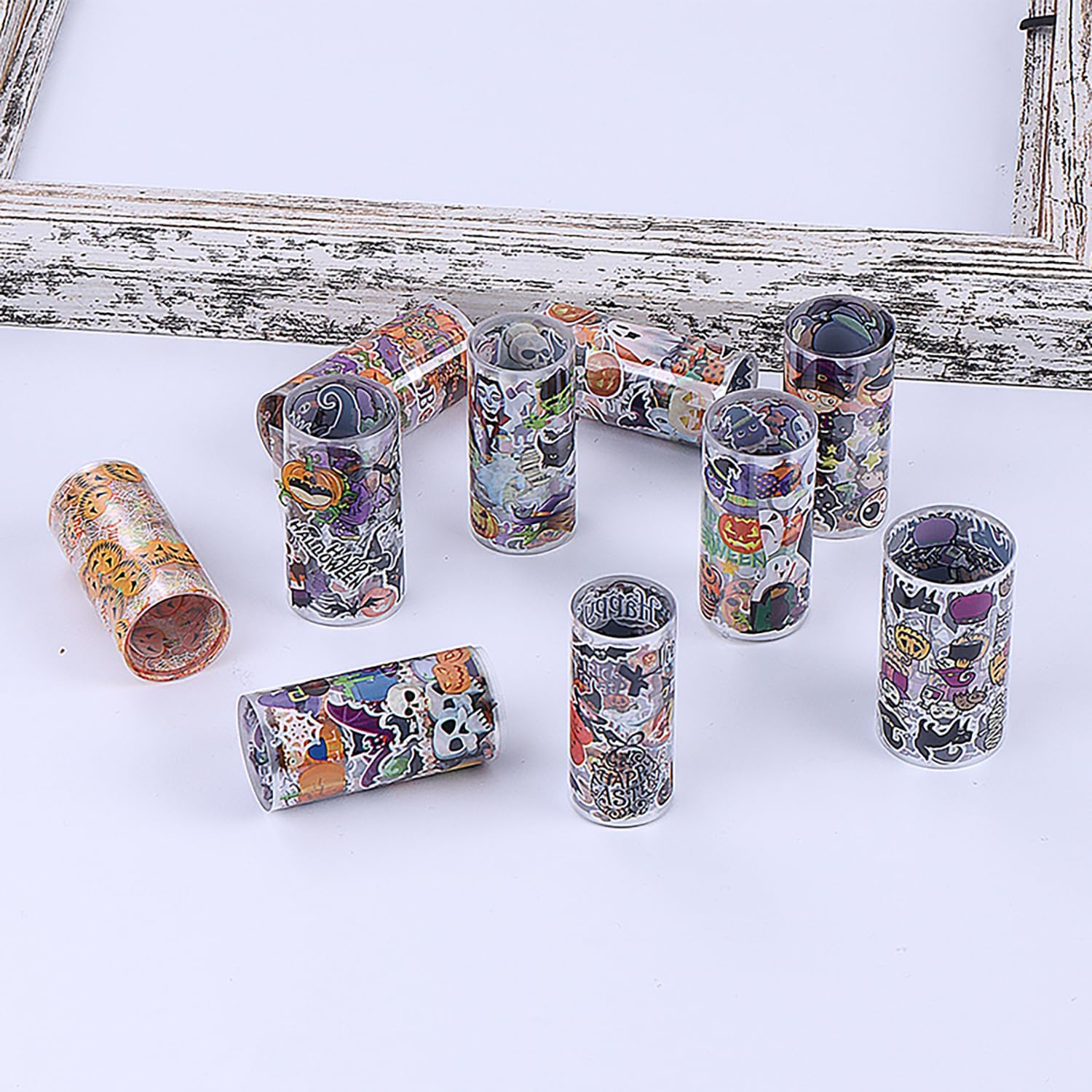 10 Rolls Halloween Nail Transfer Foil Stickers Set Halloween Theme Nail Art Foils Decals Cartoon Design Nail Foil Transfers Pumpkin Bat Ghost Skull Cat Nail Decorations for Women Manicure Supplies-GlimoraGlow