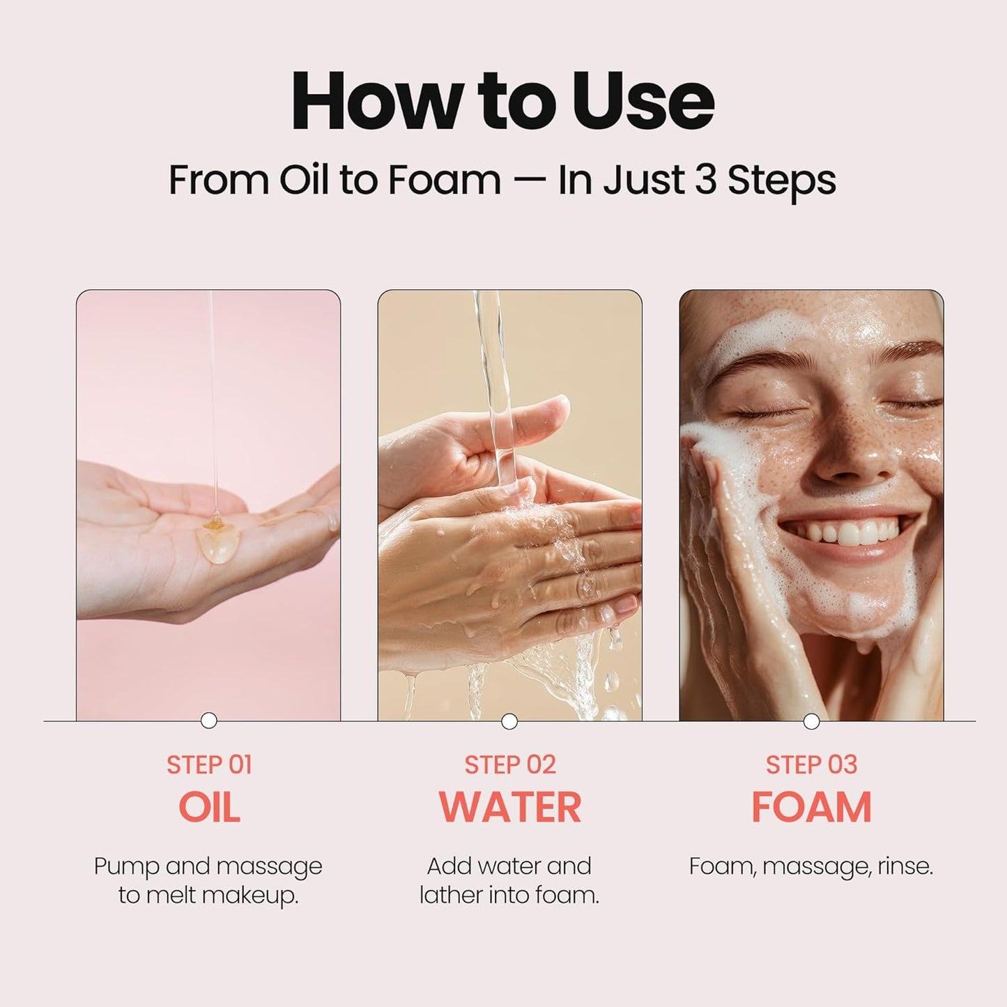 [K-Beauty] Rose Vitamin Oil to Foam - All-in-One Korean Face Wash OilBased Foaming Facial Cleanser - Pore Minimizing & Blackhead Remover - Makeup Deep Cleansing Oil for All Skin Types (3.88 fl oz)-GlimoraGlow