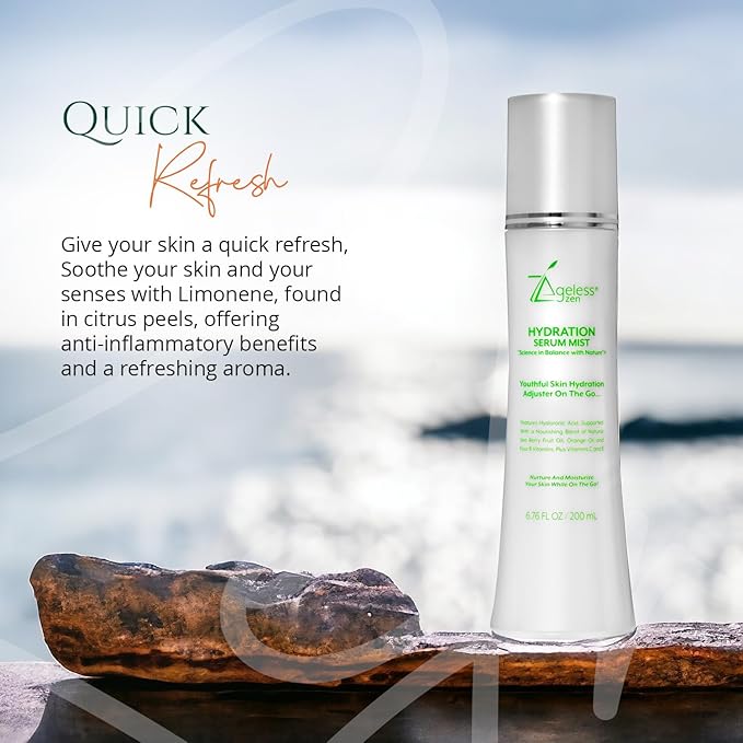 Hydrating Serum Mist (6.26 + 1.35) FL OZ - (Comes with Refill) - Improves Tone & Texture – Calms, hydrates, refreshes Sensitive Skin - Hyaluronic Acid Serum, E Vitamins - Anti-Wrinkle-GlimoraGlow