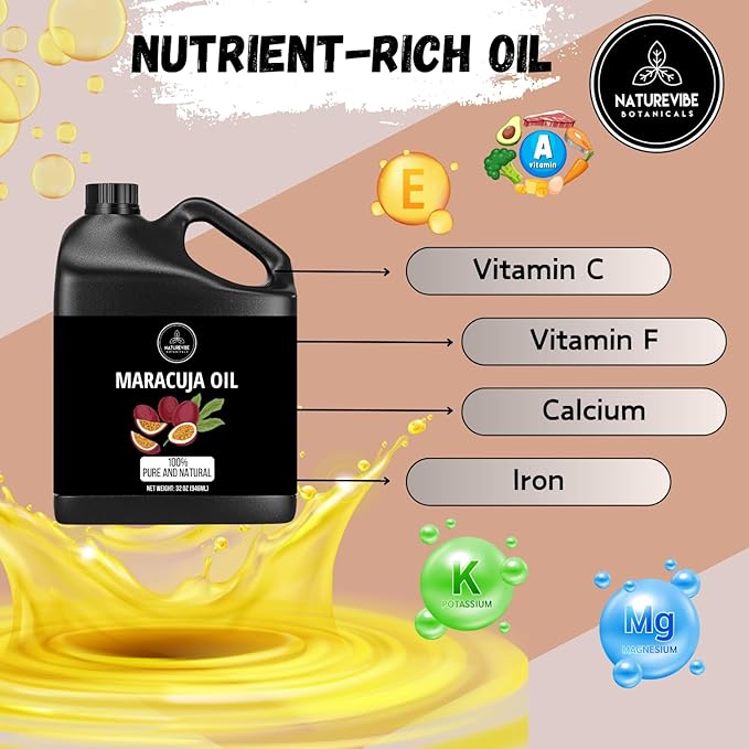 Naturevibe Botanicals Maracuja Oil 32 Ounces | 100% Pure and Natural | Great for Skin Care and Hair Care-GlimoraGlow