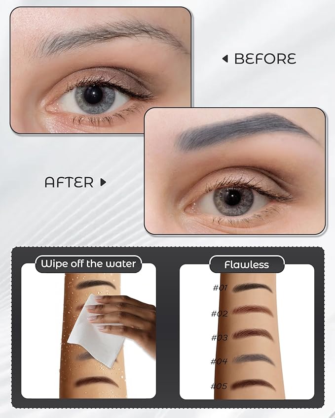 12Pcs Microblading Eyebrow Pencils Grey Waterproof Eye Brow Pencil w/Eye Brow Razor & Scissors Kit 0.5mm Ultra-Fine Tip Creates Hair-Like Strokes for Women Effortless Natural Brows-GlimoraGlow