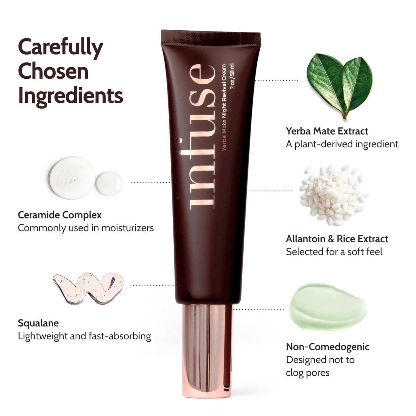 Infuse Night Cream for Women Anti-Aging – Hydrating Antioxidant Revival Cream with Yerba Mate – Anti-Aging Night Moisturizer for Mature Skin, 50ml-GlimoraGlow