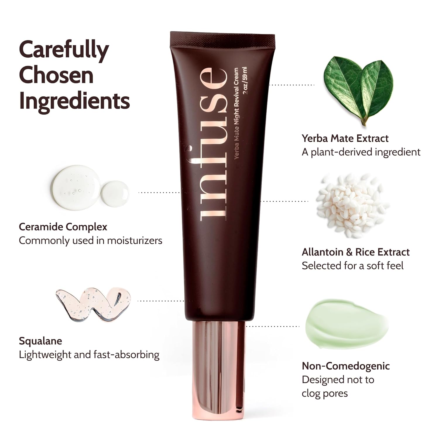 Infuse Night Cream for Women Anti-Aging – Hydrating Antioxidant Revival Cream with Yerba Mate – Anti-Aging Night Moisturizer for Mature Skin, 50ml-GlimoraGlow