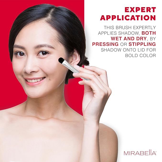 Mirabella Wet & Dry Eyeshadow Brush, Premium Professional Makeup Brush Collection, Cruelty-Free Synthetic Bristle Brush, Hand-Sculpted Brushed Aluminum Handle, Luxury Blending Brush for Makeup-GlimoraGlow