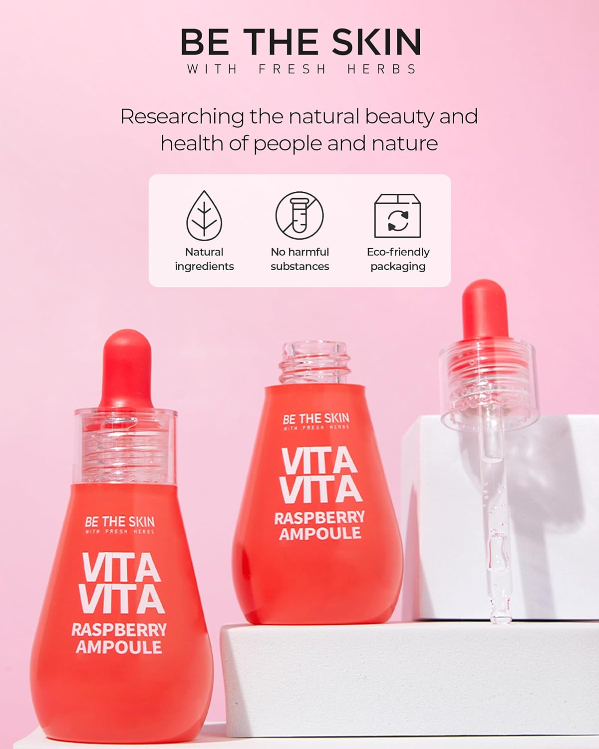 Vitavita Raspberry Ampoule - Radiance Boosting Face Serum for Even Skin Tone and Enhanced Elasticity with Niacinamide, Vitamin C, 11 Peptides, 1.01 fl.oz.-GlimoraGlow