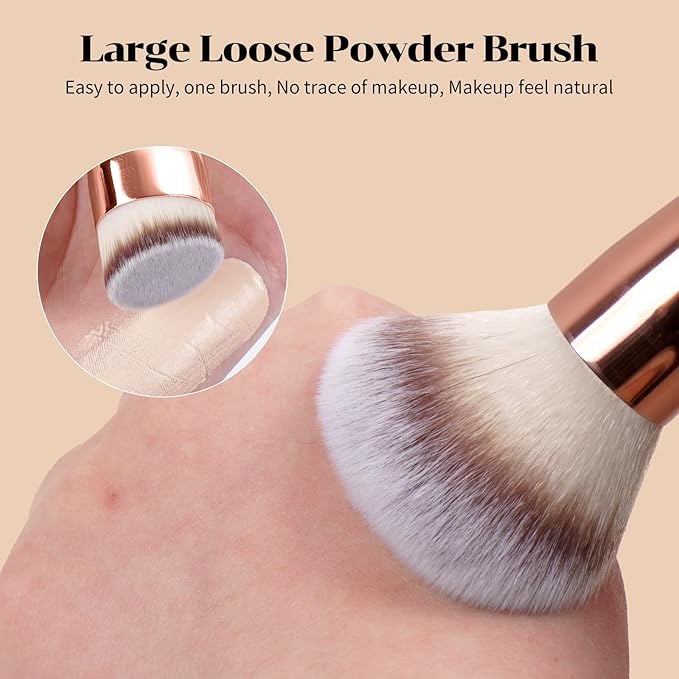 MAANGE 7pcs Makeup Brush Set Double Sided Kabuki Makeup Brushes Contour Brush for Foundation Liquid Powder Concealer Cream Cosmetics Bronzer Blending Blush Buffing Makeup Tools (Coffee)-GlimoraGlow