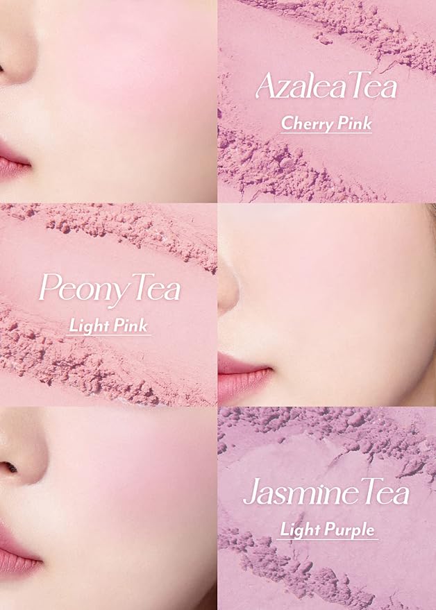 I'm Meme Palette - Afternoon Tea Blusher | Blossom Tea Blended, Cool Tone Blush for Cheek, Soft Pink, Peach, Lavender, 3 Shades Palette, Matte Powder Blush for Face&Cheeks, 0.4oz-GlimoraGlow