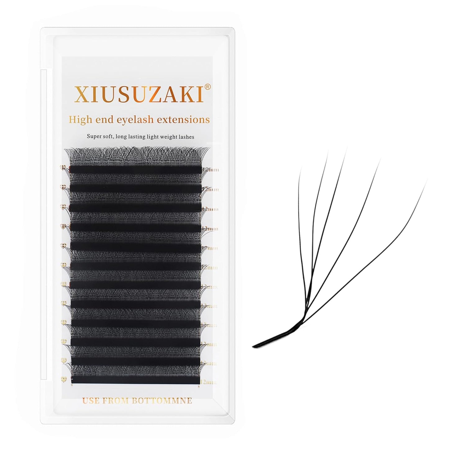 W Lash Extensions 5D Eyelash Extensions W Shape 0.07mm Thickness L Curl 12mm Premade Fans W Lashes Individual Lashes Matte Black 12 Rows False Eyelashes Volume Lashes(W-5D-0.07-L,12mm)-GlimoraGlow