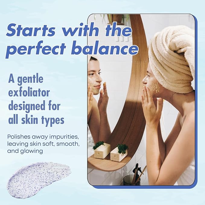 Hyaluronic Acid Facial Scrub - Dermatologist Tested, Anti-Aging, Korean Skin Care, Hydrates & Plumps Dry Skin, Improves Texture & Firmness - Gentle, Vegan, 95% Natural - 1 Pack-GlimoraGlow