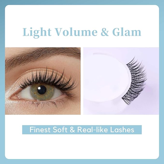 GAQQI Lash Clusters Volume & Wispy Eyelash Clusters 10-14mm Cluster Lashes 120PCS, Cluster Eyelash Extensions C Curl, Ultra-thin & Soft Clear Band False Lashes Wide Band (WING)-GlimoraGlow