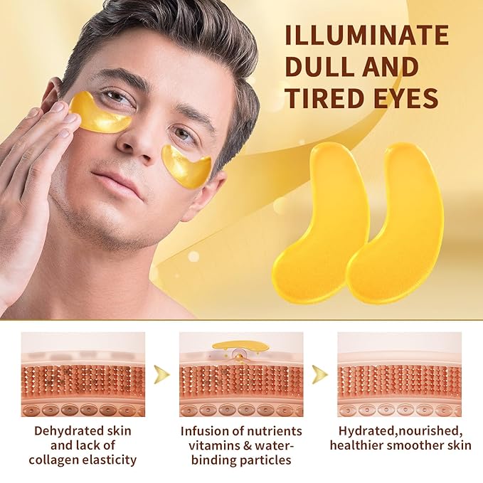 10Pairs 20Pcs 24K Gold Under Eye Patches, Collagen Eye Masks for Dark Circles and Puffiness, Reduce Wrinkles and Puffy Eyes, Refresh Your Skin, Women Skincare Eye Treatment Products-GlimoraGlow