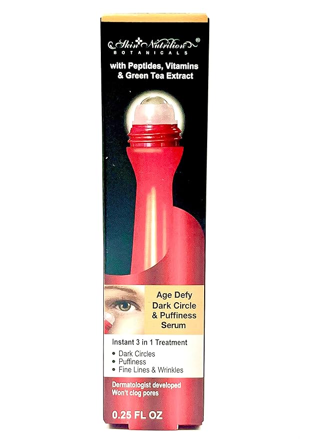 Eye Serum Roller Ball Massage, with Peptides, Vitamins, and Green Tea Extract-GlimoraGlow